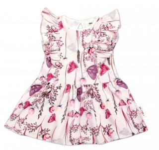 Baby Nellys Letní šaty s krátkým rukávem Motýlci - růžové, vel. 62