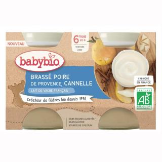 Babybio Brassé Mléčná svačinka Hruška a skořice 2x130 g
