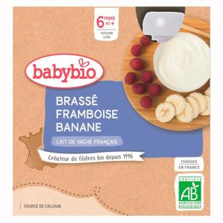 Babybio Brassé Mléčná svačinka malina a banán kapsičky 4x85 g