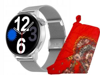 Balíček Smartwatch Hodinky stříbrné DT4 Nfc šátek