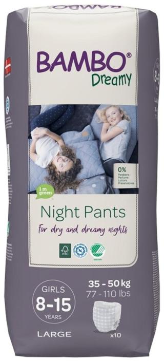 BAMBO Dreamy Night Pants Kalhotky plenkové jednorázové Girls 8-15 let  10 ks