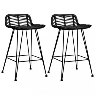 Barové židle 2 ks ratan / kov Dekorhome - POSLEDNÍ KUS,Barové židle 2 ks ratan / kov Dekorhome - POSLEDNÍ KUS