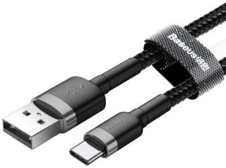 BASEUS Datový kabel Cafule USB-C 3m 2A šedo-černý