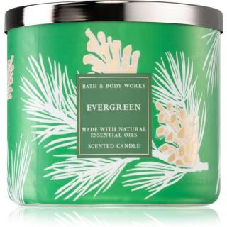 Bath & Body Works Evergreen vonná svíčka s esenciálními oleji 411 g