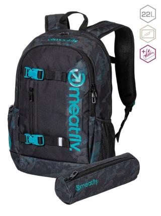 Batoh meatfly basejumper + penál zdarma černá/petrolejová 22l