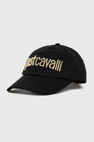 Bavlněná baseballová čepice Just Cavalli černá barva, s potiskem