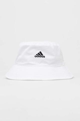 Bavlněná čepice adidas bílá barva