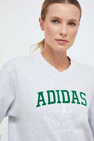 Bavlněná mikina adidas Originals dámská, šedá barva, melanžová