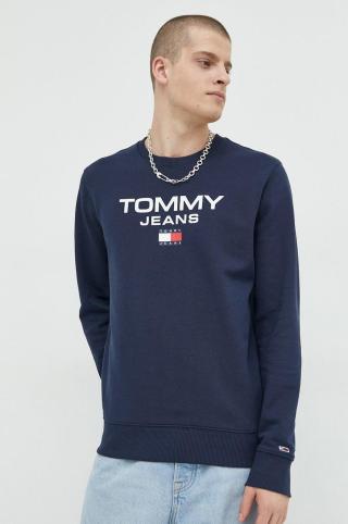 Bavlněná mikina Tommy Jeans pánská, tmavomodrá barva, s potiskem