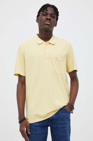 Bavlněné polo tričko Wrangler žlutá barva