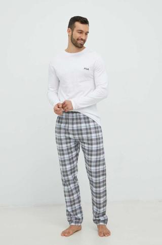 Bavlněné pyžamo Fila šedá barva