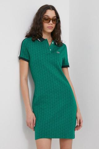 Bavlněné šaty Lacoste zelená barva, mini