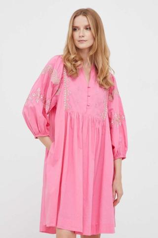 Bavlněné šaty Rich & Royal růžová barva, mini