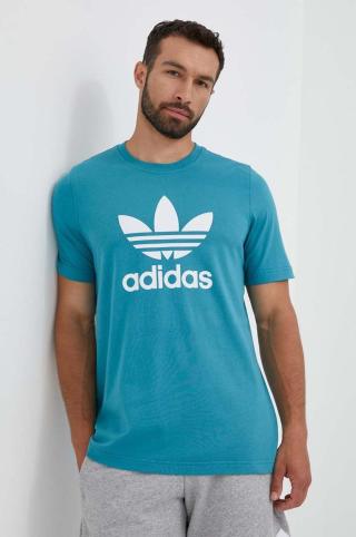 Bavlněné tričko adidas Originals tyrkysová barva, s potiskem
