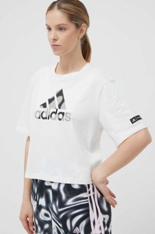 Bavlněné tričko adidas Performance x Marimekko bílá barva