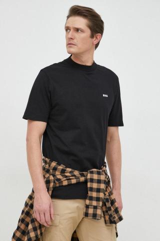 Bavlněné tričko BOSS BOSS ORANGE černá barva, s potiskem