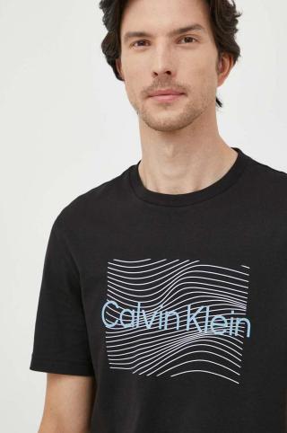 Bavlněné tričko Calvin Klein černá barva, s potiskem