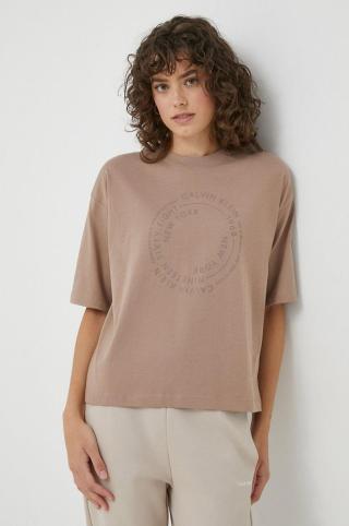 Bavlněné tričko Calvin Klein hnědá barva