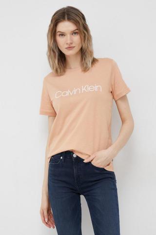 Bavlněné tričko Calvin Klein oranžová barva