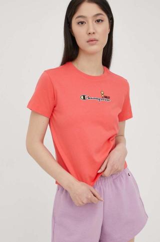 Bavlněné tričko Champion Champion X Smiley 115936 růžová barva, 115936-KK001