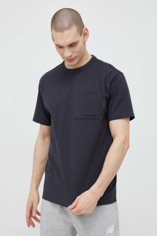 Bavlněné tričko New Balance černá barva