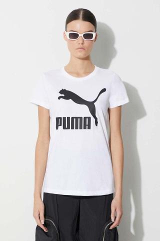 Bavlněné tričko Puma Classic Logo Tee bílá barva, 530076.02-white