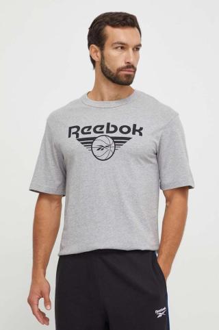 Bavlněné tričko Reebok Classic Basketball šedá barva, s potiskem