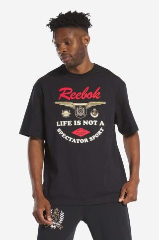 Bavlněné tričko Reebok Classic RES Tee černá barva, s potiskem, HS5796-black