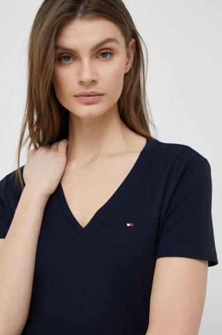 Bavlněné tričko Tommy Hilfiger tmavomodrá barva