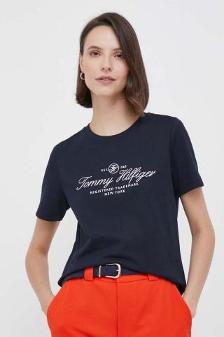 Bavlněné tričko Tommy Hilfiger tmavomodrá barva