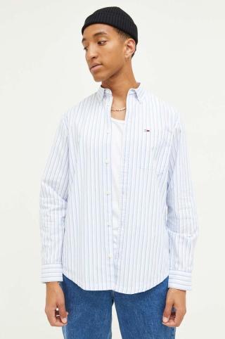 Bavlněné tričko Tommy Jeans regular, s límečkem button-down