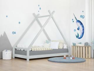 Benlemi Dětská domečková postel TAHUKA ve tvaru týpí Zvolte barvu: Světle šedá, Rozměr: 80x160 cm