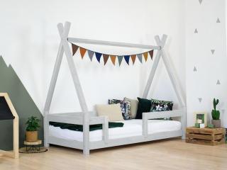 Benlemi Dětská dřevěná postel NAKANA ve tvaru teepee s bočnicí Zvolte barvu: Světle šedá, Rozměr: 80x160 cm