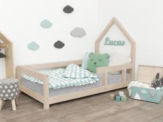 Benlemi Dětská postel domeček POPPI s bočnicí Zvolte barvu: Béžová, Rozměr: 80x160 cm, Strana: Vpravo