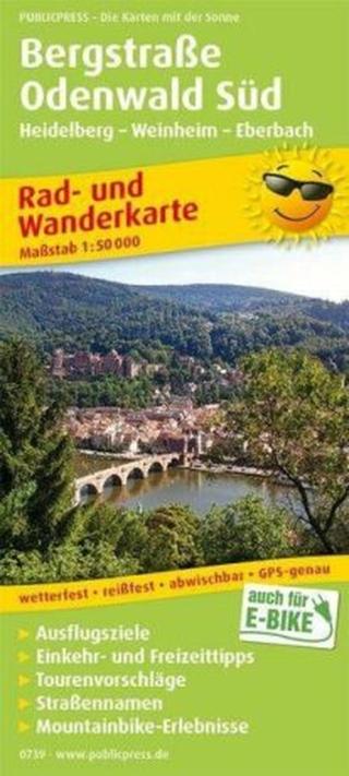 Bergstrasse Odenwald Süd, Heidelberg-Weinheim-Eberbach 1:50 000 / cyklistická a turistická mapa