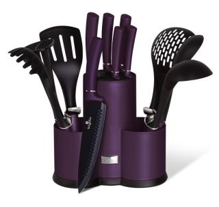 -BERLINGERHAUS BERLINGERHAUS Sada nožů a kuchyňského náčiní ve stojanu 12 ks Purple Metallic Line BH-6258