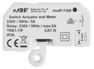 Bezdrátový spínač a měřič Homematic IP HmIP-FSM / 4,1 x 5,4 x 3,3 cm / plast / podomítkový / 230 V/50 Hz / 5 A / 0,2 W / bílá