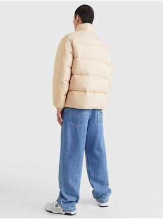 Béžová pánská prošívaná zimní bunda Tommy Jeans