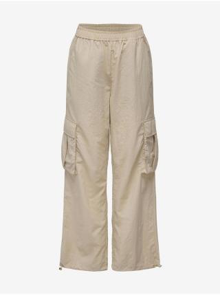 Béžové dámské šusťákové kalhoty s kapsami ONLY Karin