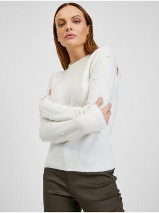 Bílý dámský svetr s ozdobnými detaily ORSAY