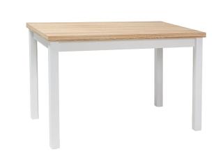 Bílý jídelní stůl s deskou v dekoru dub ADAM 100x60