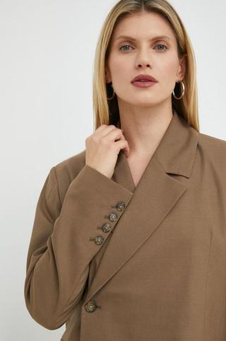 Blazer ze směsi vlny Birgitte Herskind Lilith hnědá barva, oversize