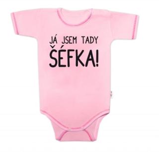 Body krátký rukáv s vtipným textem Baby Nellys, Já jsem tady ŠÉFKA! , vel. 56