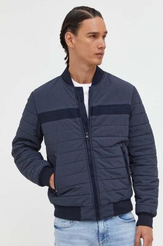 Bomber bunda Tommy Hilfiger tmavomodrá barva, přechodná