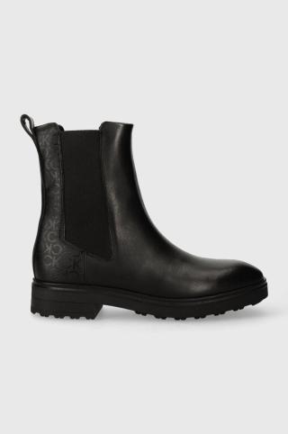 Boty s gumou Calvin Klein CLEAT CHELSEA BOOT - EPI MN MX dámské, černá barva, na plochém podpatku, HW0HW01699