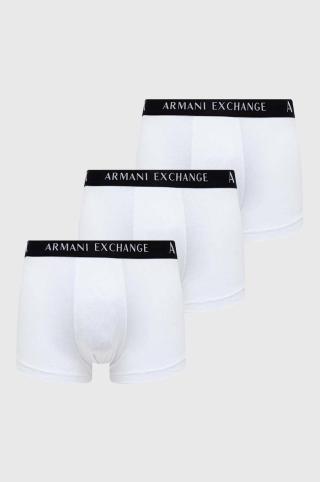 Boxerky Armani Exchange 3-pack pánské, bílá barva