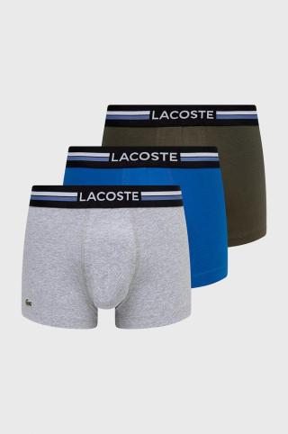 Boxerky Lacoste 3-pack pánské, šedá barva