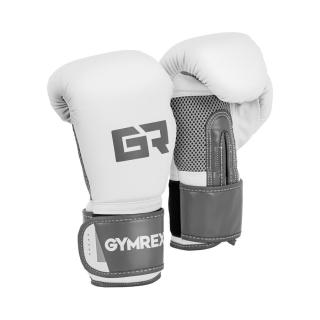 Boxerské rukavice - 8 oz - síťovina uvnitř - bílé a kovově šedé