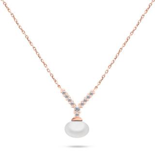 Brilio Silver Překrásný bronzový náhrdelník s pravou perlou NCL81R
