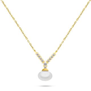 Brilio Silver Překrásný pozlacený náhrdelník s pravou perlou NCL81Y